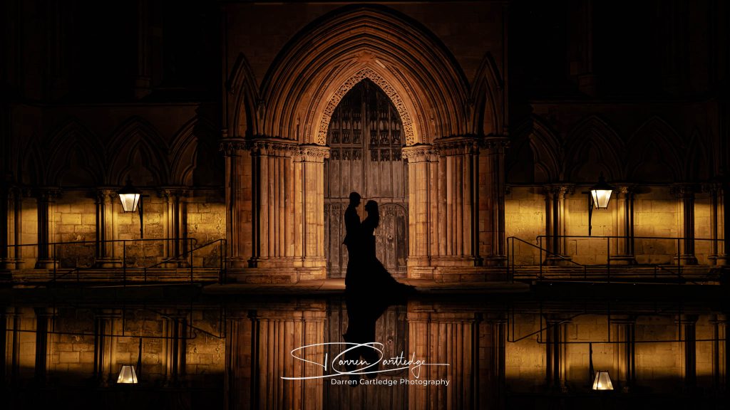 Yorkshire Wedding Photographer - Silhouette of Bride and Groom in York