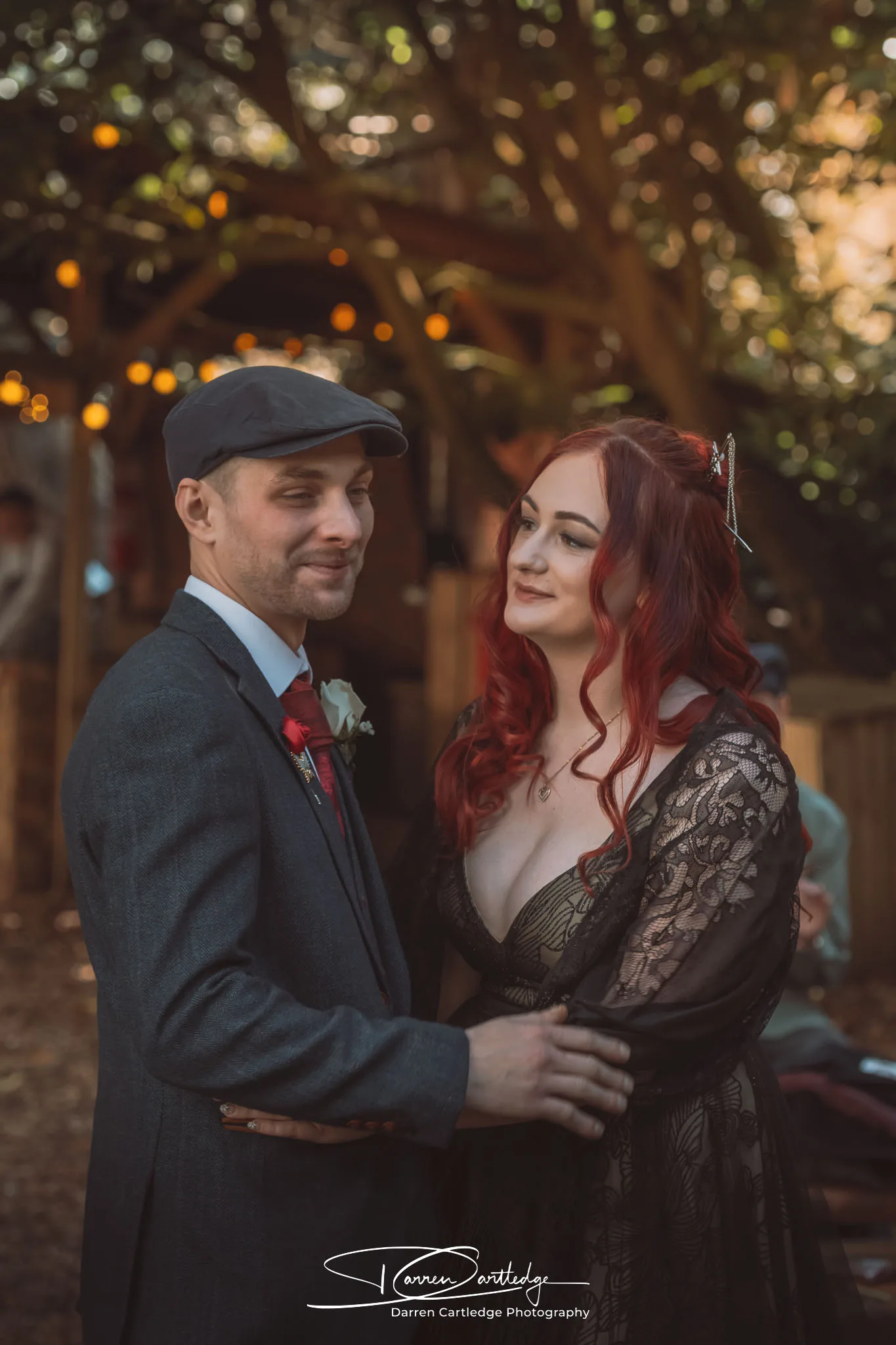 Just married! Bride and Groom at Hazelwood Castle Woodland venue, North Yorkshire