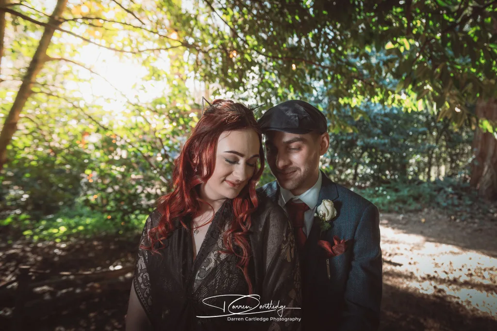 True Love! Bride and Groom at Hazelwood Castle Woodland venue, North Yorkshire