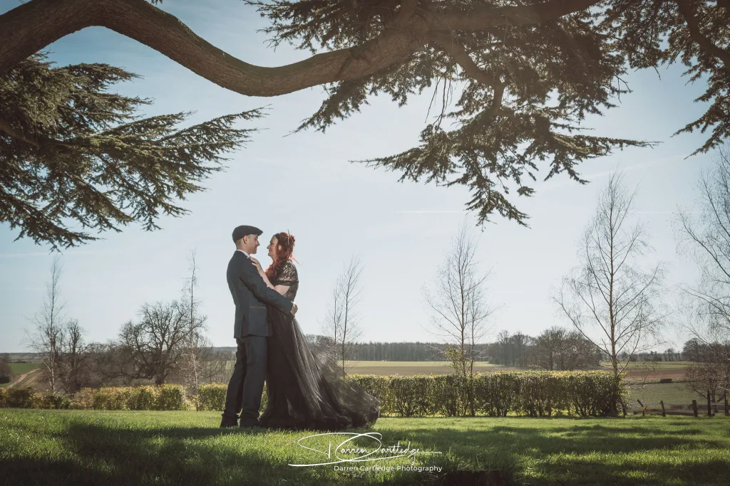 Bride and Groom at Hazelwood Castle grounds, North Yorkshire
